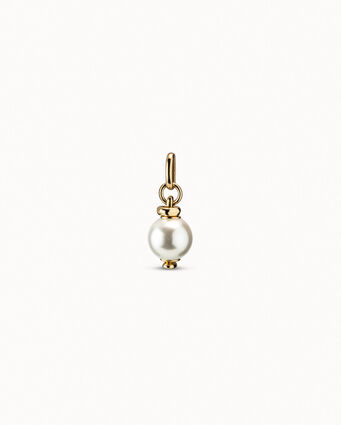 Charme plaqué or 18 carats avec perle blanche
