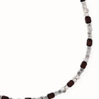 Leather necklace with silver and wooden beads