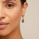 Padlock shaped drop earrings