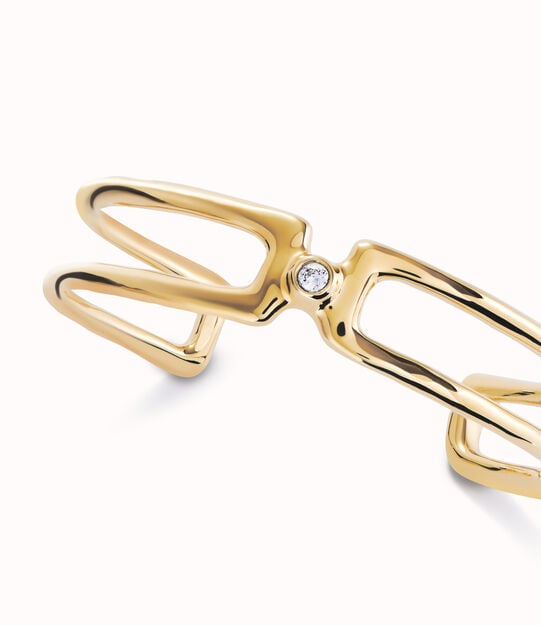 Double strand bangle bracelet with white topaz