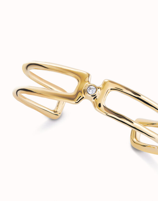 Pulsera doble ba&ntilde;ada en oro 18k con topacio blanco