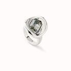 Ring mit grauem Kristall aus 925er Sterlingsilber