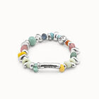 Pulsera el&aacute;stica ba&ntilde;ada en plata de ley y cristales multicolor