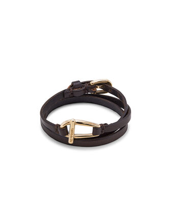 18K gold-plated leather bracelet with small central link