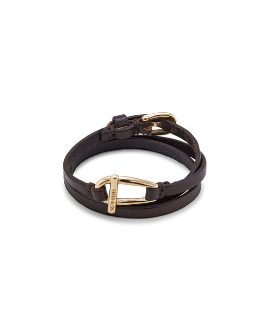 Leather bracelet with a small central link