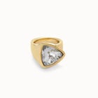 Triangular ring with green crystal