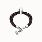 Pulsera de cuero con esfera ba&ntilde;ada en plata de ley