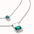 Multi strand chain necklace with green crystals