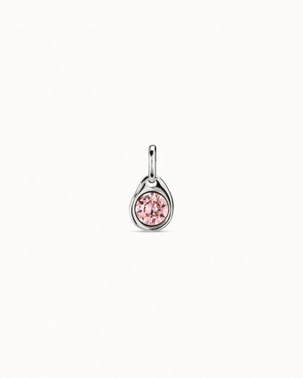 Sterling silver-plated charm with pink crystal