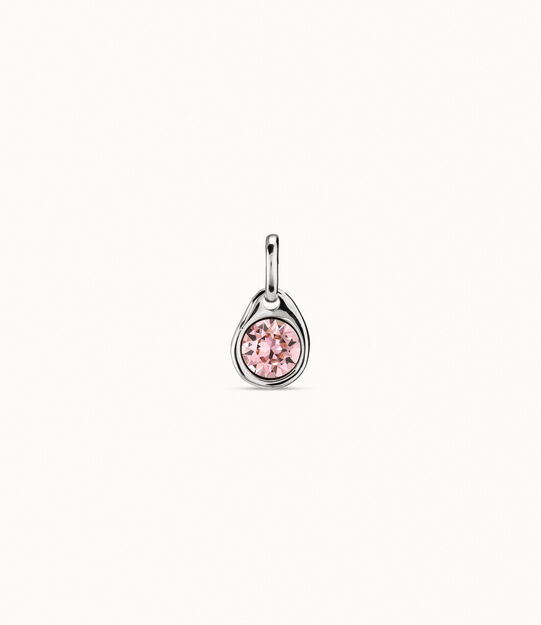 Charm bañado en plata de ley con cristal rosa