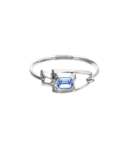 Bracciale semirigido placcato argento con cristallo sfaccettato blu