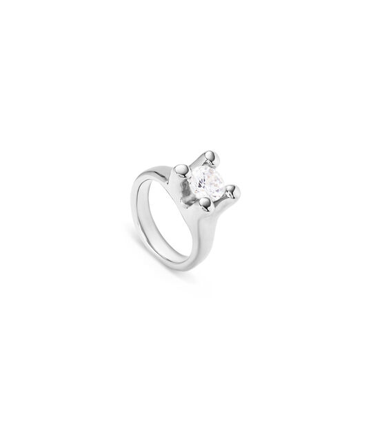 Sterling silver-plated ring with white cubic zirconia