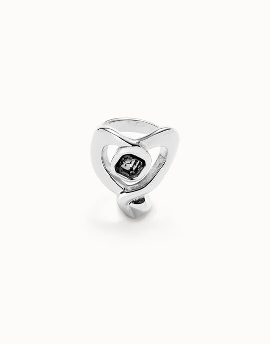 Anillo ba&ntilde;ado en plata de ley con coraz&oacute;n grande central