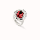 Anillo ba&ntilde;ado en plata de ley con cristal rojo