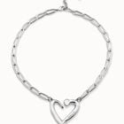 Short  link chain pendant necklace with a heart