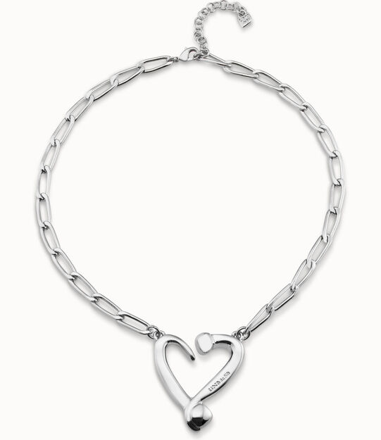 Colgante de plata de ley de eslabones y corazón