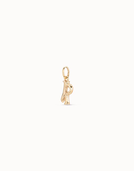 Medium R initial charm, Golden, large