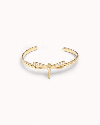 Pulsera bañada en oro de 18k con forma de libélula con topacios