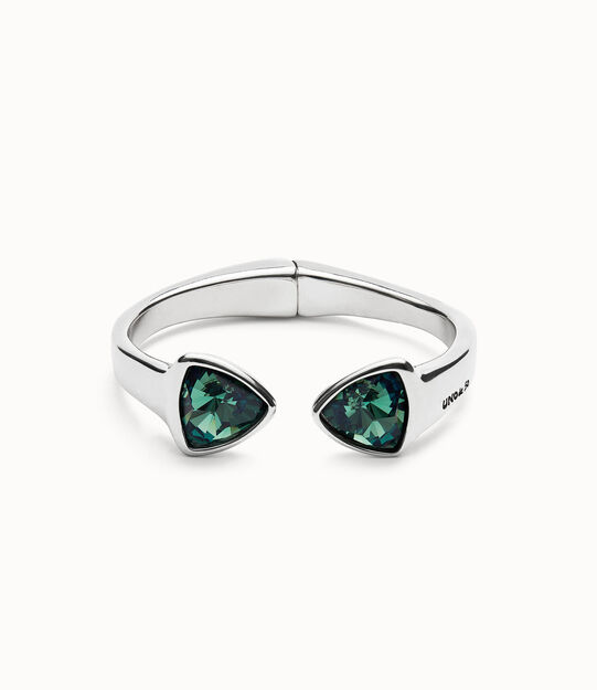 Bangle bracelet with two multicolored crystals