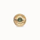 Eye-shaped signet ring with faceted green crystal