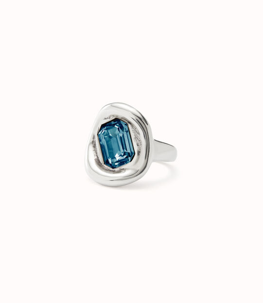 Anillo ba&ntilde;ado en plata de ley con cristal azul
