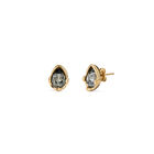 Boucles d&rsquo;oreilles plaqu&eacute;es or 18 carats avec cristal facett&eacute; gris en forme de goutte