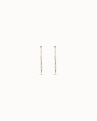 Long 18K gold-plated earrings with the iconic UNOde50 nail