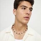 Leather necklace with silver and wooden beads
