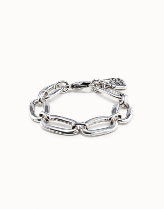 Pulsera ba&ntilde;ado en plata de ley de eslabones gruesos