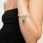 Pulsera de cadena ba&ntilde;ada en plata de ley con cristal negro