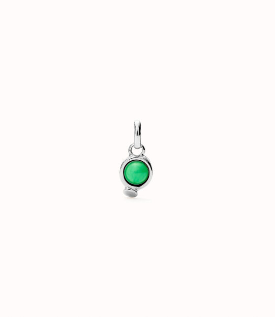 Sterling silver-plated charm with green stone.