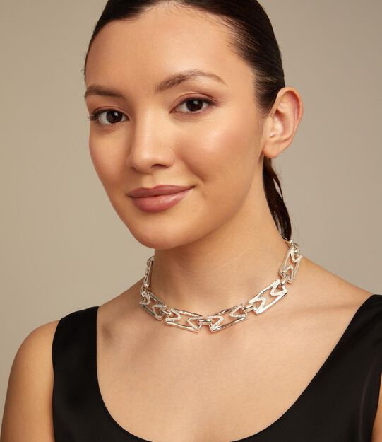 Multi strand chain necklace with topaz, Silver, large