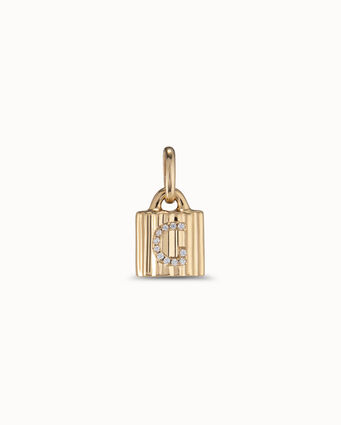18K gold-plated padlock charm with topaz letter G