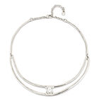 Collar doble r&iacute;gido ba&ntilde;ado en plata de ley y circonita blanca