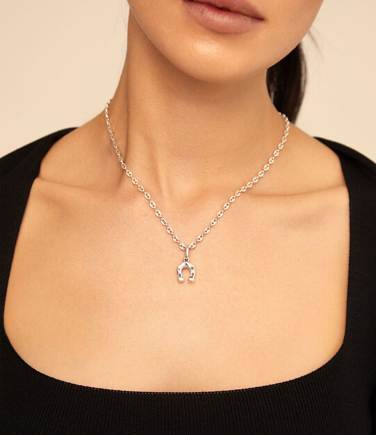 Cadena corta ba&ntilde;ado en plata de ley, Plateado, large