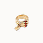 Triple ring with red crystals