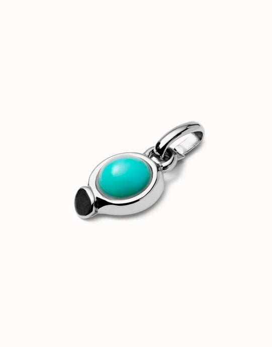 Charm with red stone, Silver, large