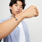 Bangle bracelet with brown leather