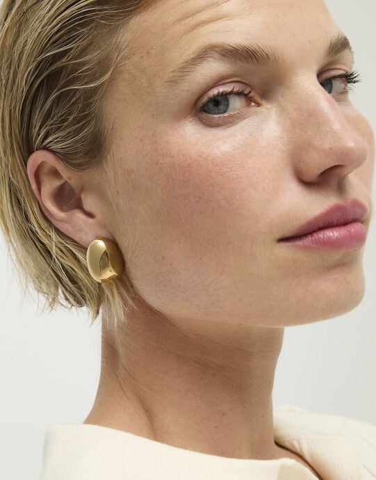 Oversized Teardrop Stud Earrings, Golden, large
