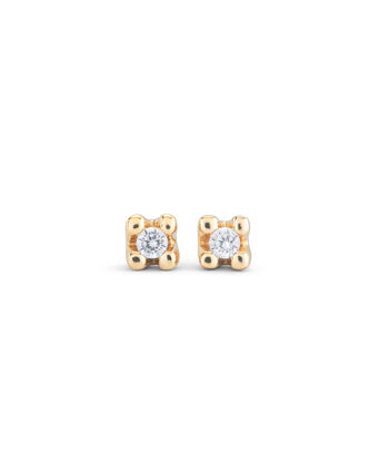 Coco Sterling Silver Earrings plated in 18K Gold with Red Stones