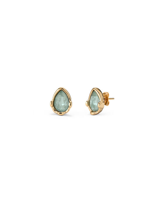 Boucles d&rsquo;oreilles plaqu&eacute;es or 18 carats avec cristal facett&eacute; vert d&rsquo;eau en forme de goutte