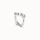 Open ring with two crystals