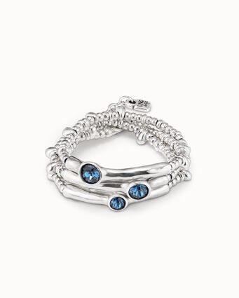 Triple sterling silver-plated bracelet with crystal