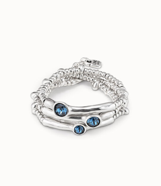 Triple sterling silver-plated beaded bracelet