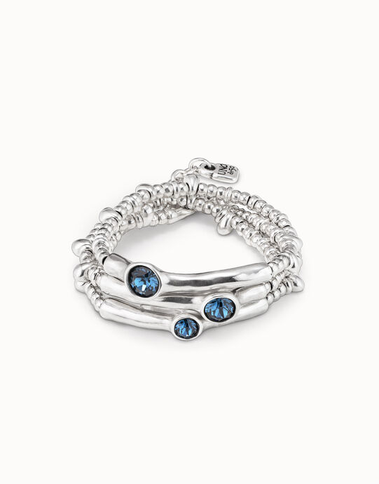 Bracelet triple plaqu&eacute; argent avec cristaux.