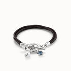 Leather bracelet with a crystal and a pearl