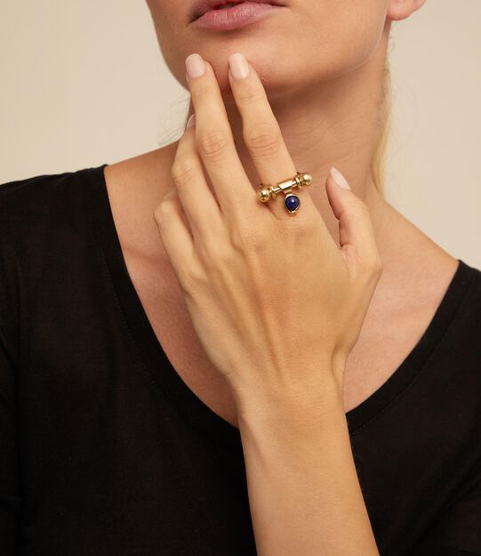 Charm with blue stone, Golden, large