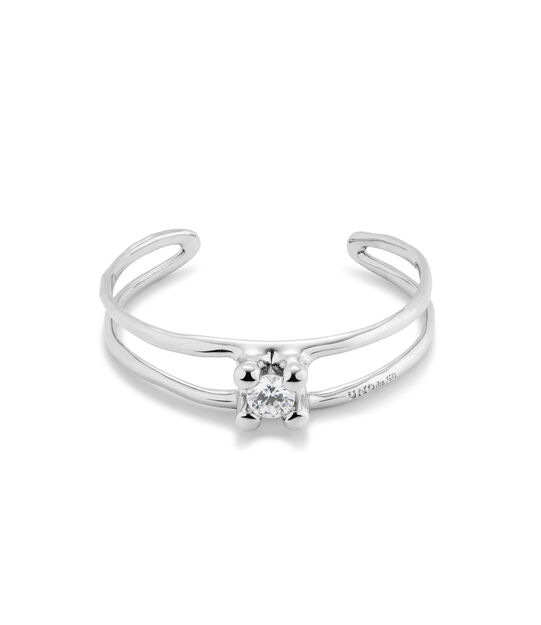 Sterling silver-plated cuff bracelet with central crystal