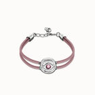 Double lilac leather birthstone bracelet with eye