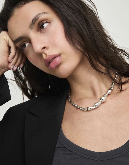 Necklace with linked drops, Silver, large